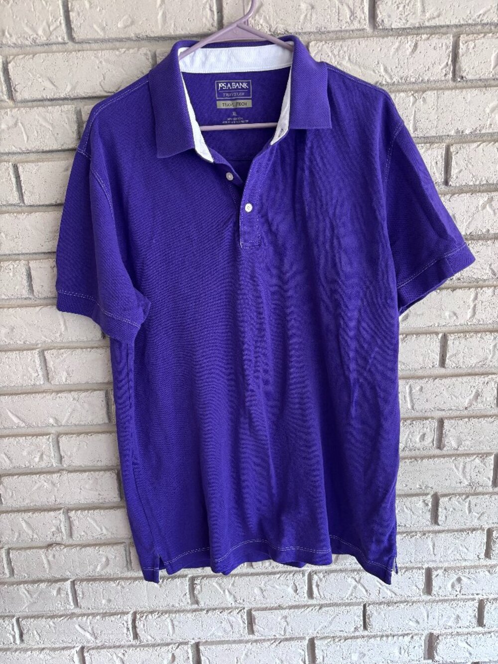 Jos. A. Bank Shirt Men’s XL Purple Stripe Short Sleeve Traveler Tech Polo
